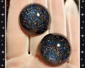 Lucite Dome Galaxy - Earrings - Confetti Lucite - Glitter Retro Domes Earrings - Mid-Century Jewelry - Vintage Inspired - Glitter Paradise®
