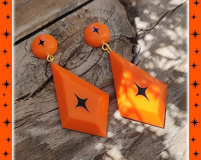Atomic Kite Drops - Earrings - Mid-Century Modern - 50s Atomic Retro Spark - 50's Retro Pink Earrings - Vintage Inspired - Glitter Paradise®
