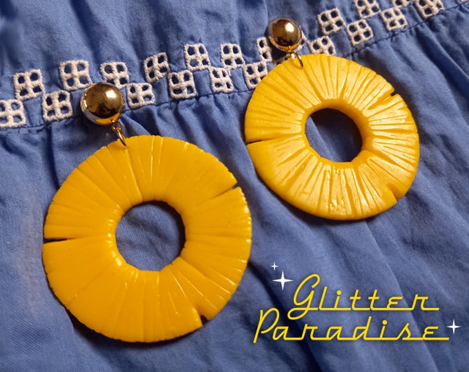 Giant Pineapple Hoops - Earrings - Pineapple - Hawaii - Tropical Jewelry - Pineapple Slice Earrings - Pineapple Earrings - Glitter Paradise®
