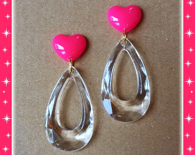 Crystal Love Teardrop - Earrings - Heart Jewelry - Be My Valentine - I Love U - Retro Romance - Valentine's Jewelry Gift - Glitter Paradise®