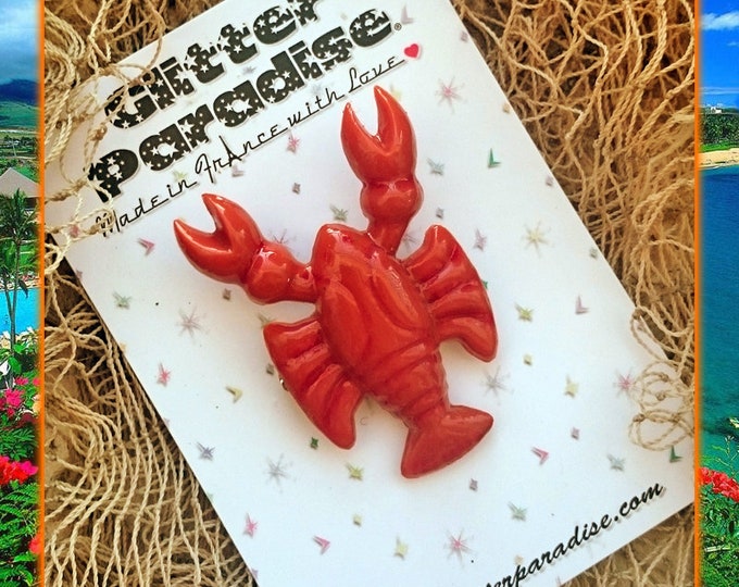 Fakelite Omar The Lobster - Brooch - Lobster - Seafood Ornament - Nautical Jewelry - Novelty Brooch - Beach Jewelry - Glitter Paradise®