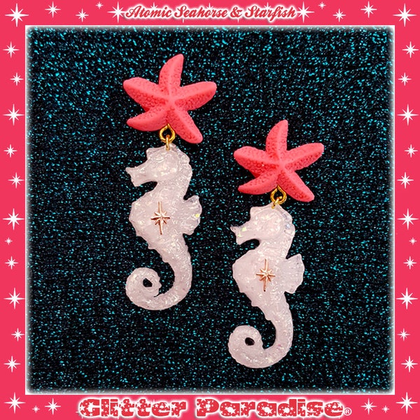 Atomic Seahorse & Starfish - Boucles d'oreilles - Hippocampe - Mer - Océan - Bijoux de sirène - Bijoux de Plage - été - Glitter Paradise®