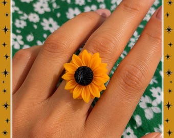 Sunflower Drops - Set - Sunflower Jewelry Set - Sunflower Earrings - Summer Earrings - Floral Earrings - Sunflower Ring - Glitter Paradise®