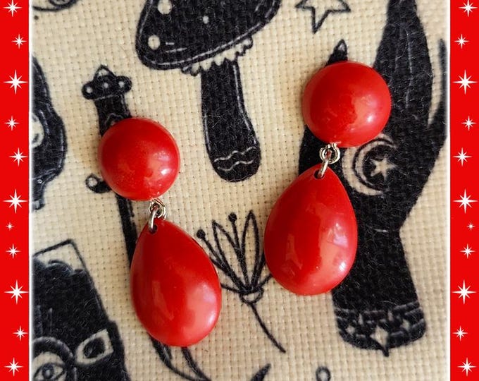 Teadrop and Domes Plain - Earrings - 50s Retro Pinup Earrings - Small Retro Vintage Earrings - Small Teardrop Earrings - Glitter Paradise®