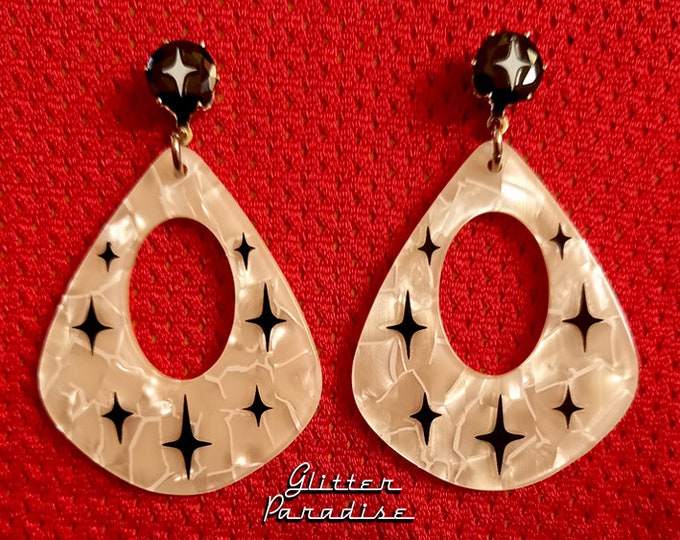 Atomic Mother of Pearl - Boucles d'Oreilles - Bijoux Mid-Century Modern - Bijoux Atomiques - Bijoux Rétro Années 1950 - Glitter Paradise®