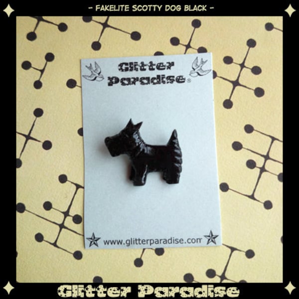 Black Scotty - Brooch - Scottish Terrier - 40s - Mid Century Modern - Hand Carved - Dog - Vintage Inspired - Retro - Glitter Paradise®