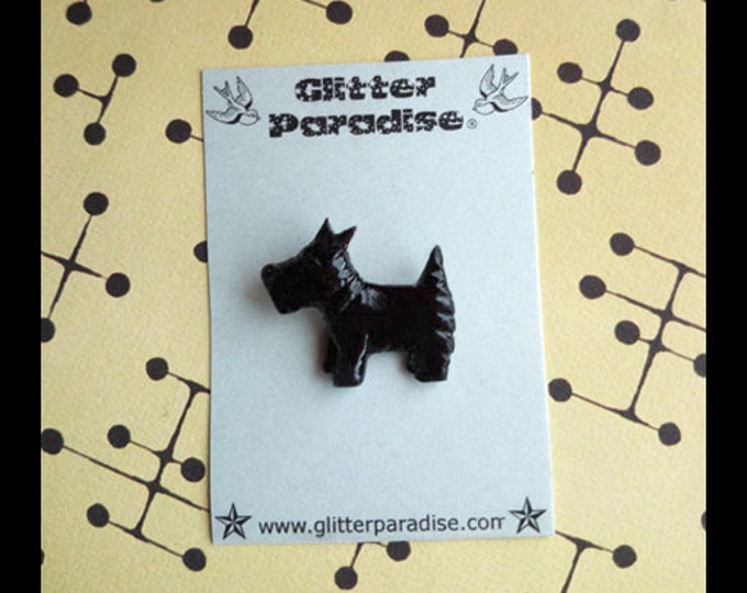 Black Scotty - Brooch - Scottish Terrier - 40s - Mid Century Modern - Hand Carved - Dog - Vintage Inspired - Retro - Glitter Paradise®