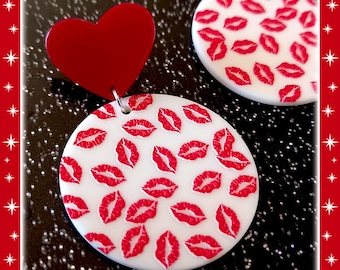 Liebe Kuss - Ohrringe - Lippen Ohrringe - Retro Valentines- Valentines Geschenk - Kuss Ohrringe - Kuss Schmuck - Kuss Ohrringe - Glitter Paradise®