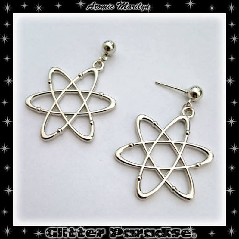 Atomic Marilyn Earrings Atoms Jewelry Mid-Century Modern Retro Science Big Bang Theory Biology Franciscan Glitter Paradise® image 7