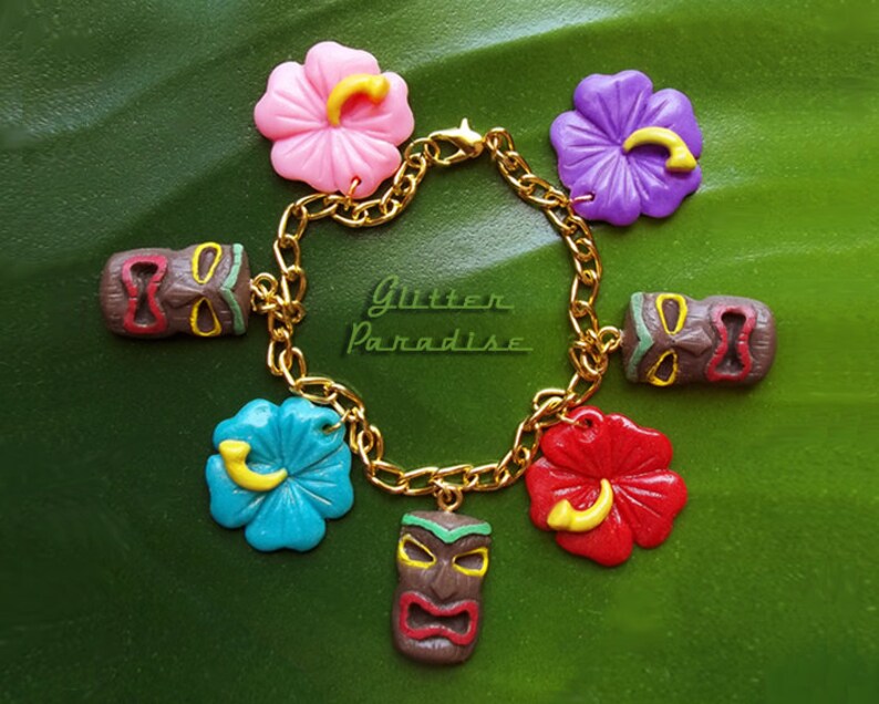 Tiki & Hibiscus Bracelet Tiki Jewelry Tiki Oasis Hula Etsy