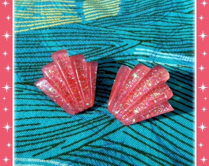 Lucite Deco Shell - Earrings - Confetti Lucite - Art Deco Earrings - 50s Retro Earrings - Vintage Inspired - Roaring 20s - Glitter Paradise®