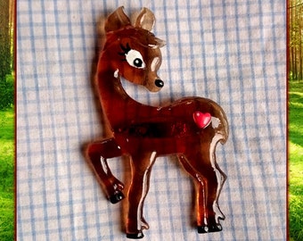 Little Sweet Peavy Deer - Brooch - Fakelite - Retro Deer - Little Deer - 50's Fawn Deer - Bambi Jewelry - Novelty Brooch - Glitter Paradise®