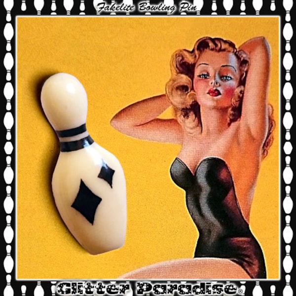 Fakelite Bowling Pin - Jeux de quilles - Rétro Bowling - Bowling Vintage - Bijoux Bowling - Années 50 - Glitter Paradise®