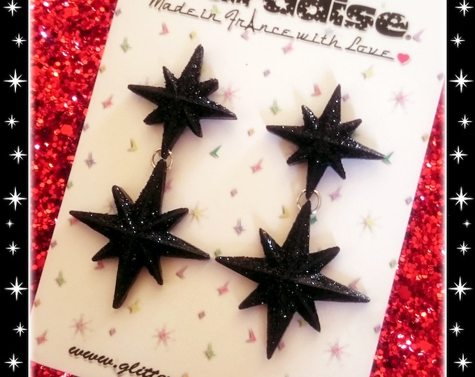 Double Night Starlite - Earrings - Retro Star Jewelry - Stars - Motel Starlite - 1950's Starburst - Mid-Century Modern - Glitter Paradise®