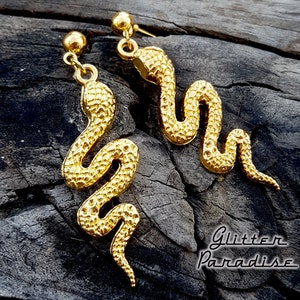 Gold Slider Snake Boucles d'Oreilles Schlangen Magie Wicca Hexerei Salem Neo-Heidentum Sorcellerie Glitter Paradise® Bild 5