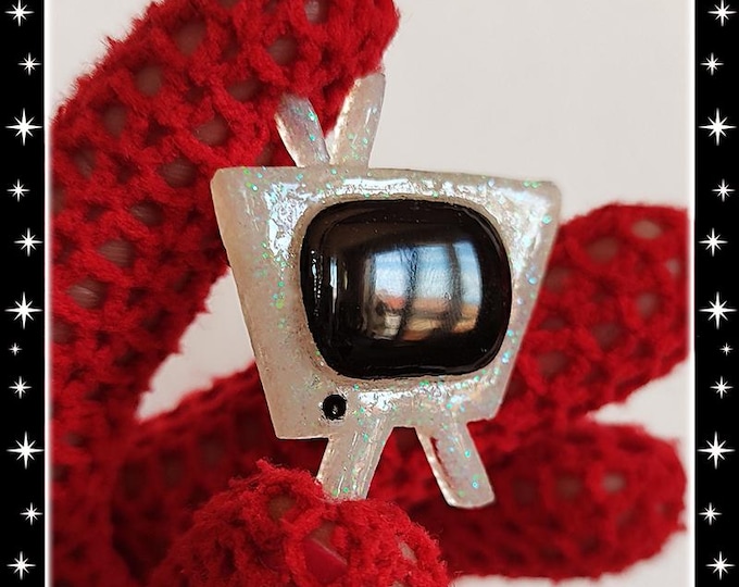 Confetti Lucite Retro TV - Brooch - TV Brooch - Retro  Television - Motel TV - 50's - Glitter - Mid-Century Modern - Glitter Paradise®