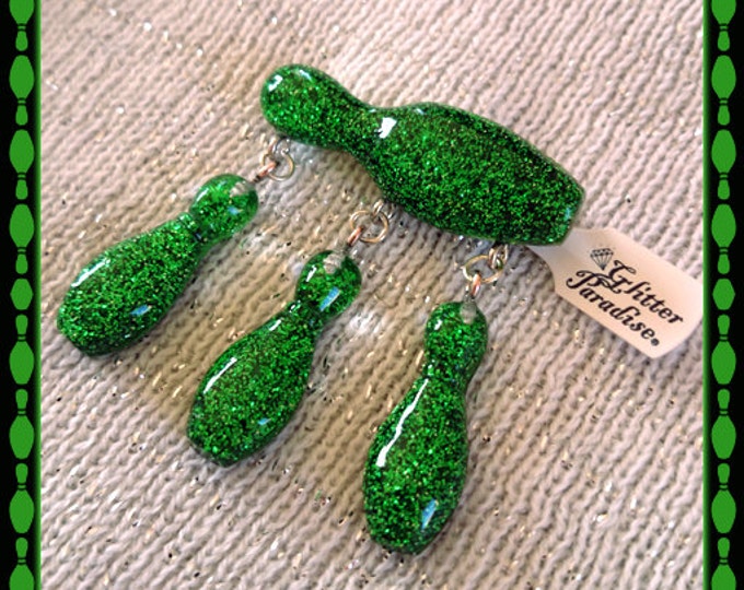 Confetti Lucite Bowling Skittles Green