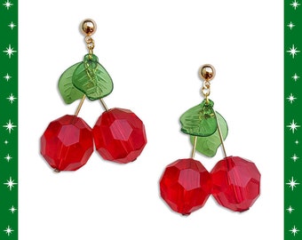 Facet Cherry Earrings: Rockabilly Cherry Jewelry