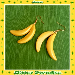 Bananen - Ohrringe - Tutti Frutti - Josephine Baker - Bananen Ohrringe - Bananen Schmuck - Retro 1950 Obst Ohrringe - Glitter Paradise®