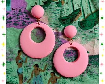 Retro Hoops & Dômes - Boucles d'oreilles - Créoles Rétro Pinup - Années 1950 - Créoles avec Dômes - Créoles de couleur - Glitter Paradise®