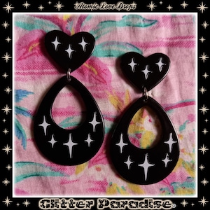 Atomic Love Drops - Earrings - Mid-Century Modern - Retro Valentines - 50s Retro Love Hoops Earrings - Vintage Inspired - Glitter Paradise®