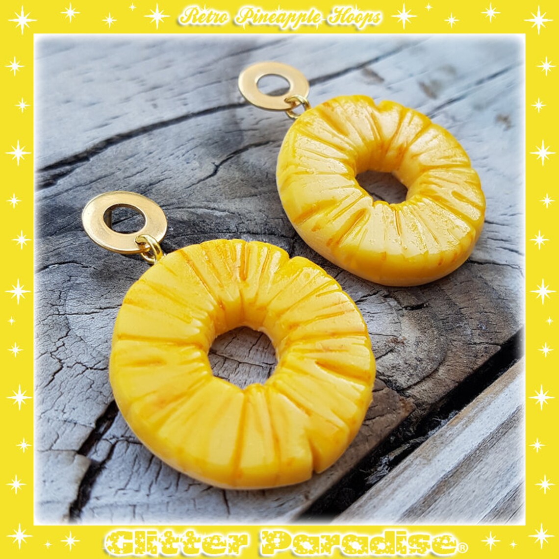 Retro Pineapple Hoops Earrings Pineapple Hawaii Etsy