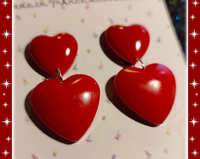 Double Heart - Starlite Earrings - Retro Heart Jewelry - 50s Valentine's Earrings - Mid-Century Modern - Atomic Jewelry - Glitter Paradise®