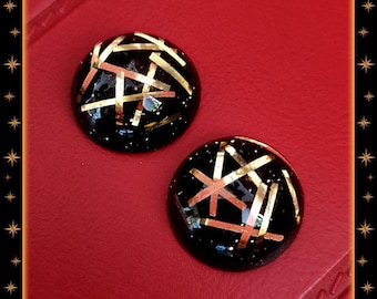 Lucite Dômes Gold Tinsel Bars - Earrings - 50s Confetti Lucite - Mid-Century Modern - Retro Earrings - Vintage Inspired - Glitter Paradise®
