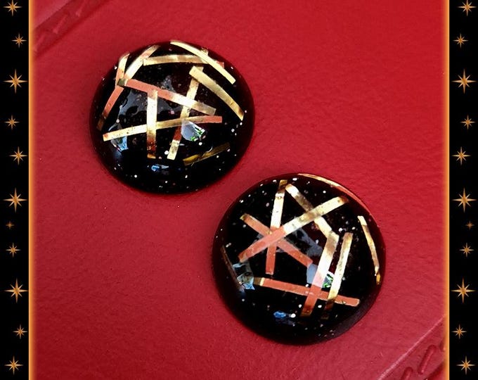 Lucite Dômes Gold Tinsel Bars - Earrings - 50s Confetti Lucite - Mid-Century Modern - Retro Earrings - Vintage Inspired - Glitter Paradise®
