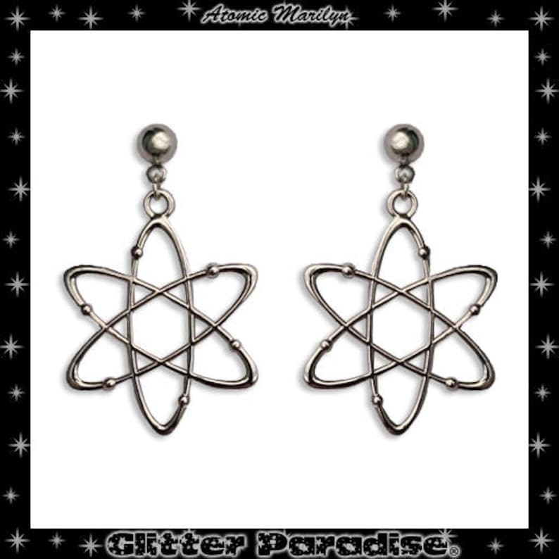 Atomic Marilyn Earrings Atoms Jewelry Mid-Century Modern Retro Science Big Bang Theory Biology Franciscan Glitter Paradise® image 2