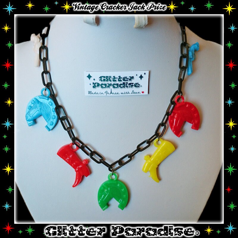 Original Vintage 1950's Cracker Jack Cowboy Necklace Cracker Jack's
