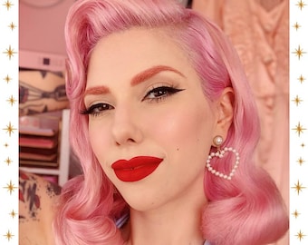 Marilyn Love Pearls - Boucles d'oreilles - Créoles Barbie - Créoles Pinup - Créoles Coeurs - Perles blanches - Années 50 - Glitter Paradise®