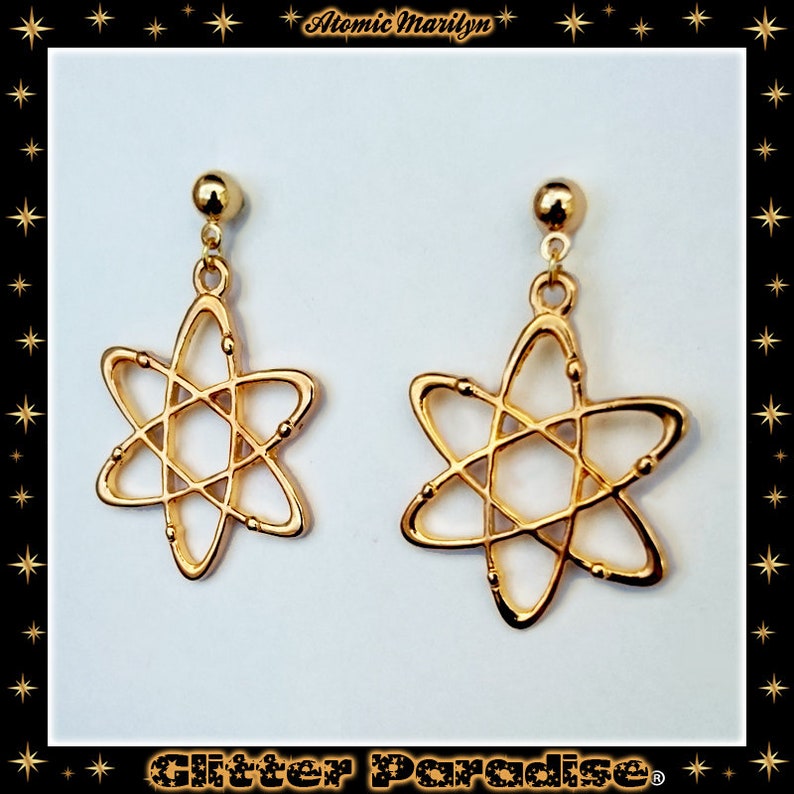 Atomic Marilyn Earrings Atoms Jewelry Mid-Century Modern Retro Science Big Bang Theory Biology Franciscan Glitter Paradise® image 10