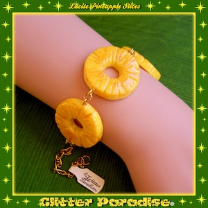 Fakelite Pineapple Slices - Bracelet - Pineapple - Hawaii - Tropical Jewelry - Fruit - Piña colada - Pineapple Bracelet - Glitter Paradise®