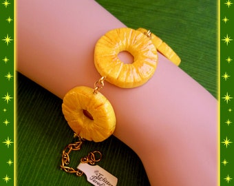 Fakelite Ananas Scheiben - Armband - Ananas - Hawaii - Tropischer Schmuck - Obst - Piña colada - Ananas Armband - Glitter Paradise®