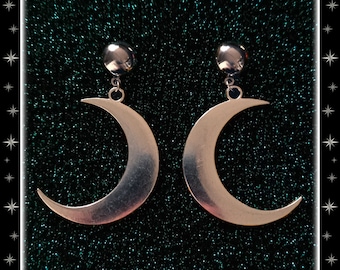 Crescent Moon - Earrings - Moon Earrings - Wicca - Coven - Witch - 50s Magic - Moon Child - Pagan - Retro Moon Earrings - Glitter Paradise®