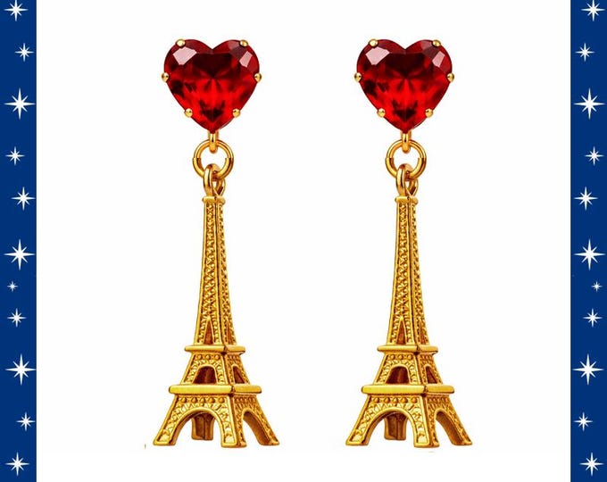 Paris Mon Amour - Earrings - Eiffel Tower - Paris - Je t'aime - France - Oh La La - Eiffel Tower Earrings - 50s French - Glitter Paradise®