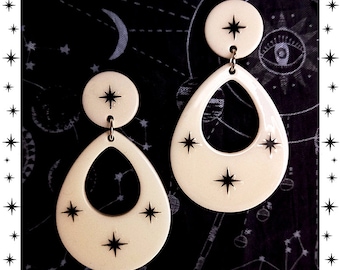 Atomic Tear Drop Earrings: Mid-Century Modern Starlite Motel Hoops
