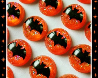 Lucite Pumpkin Bat - Earrings - Witch Jewelry - Spooky - Retro Halloween Jewelry - Halloween Earrings - Ghoul Jewelry - Glitter Paradise®