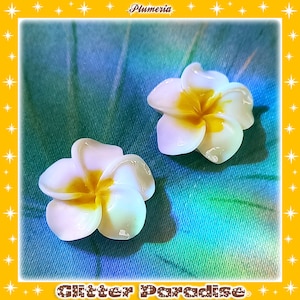 Plumeria - Earrings - Plumeria Earrings - Vintage Exotica - Frangipani Earrings - 50s Plumeria Jewelry - Plumeria Flower - Glitter Paradise®