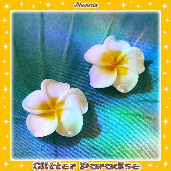 Plumeria - Earrings - Plumeria Earrings - Vintage Exotica - Frangipani Earrings - 50s Plumeria Jewelry - Plumeria Flower - Glitter Paradise®