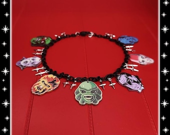 Love Your Monsters - Necklace - Classic Monsters - Vintage Classic Monsters - The Creature - 1950 Retro Classic Monsters - Glitter Paradise®