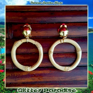 Kreolen aus Bambus Natur - Bambus - Anneaux und Bambus - Wahine - Bijoux Bambus - Aloha - Vintage Exotica - Glitter Paradise®