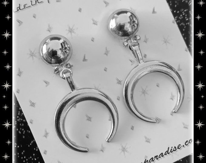 Moon Priestess Silver - Earrings - Moon & Domes - Witch Hoops - Crescent Moon Earrings - Wicca Jewelry - Moon Jewelry - Glitter Paradise®