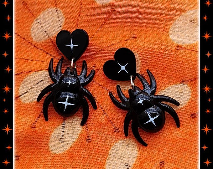 Atomic Spider - Earrings - Spider Earrings - Gothic Earrings - Psychobilly Jewelry - Spider Accessories - Ghoul Jewelry - Glitter Paradise®