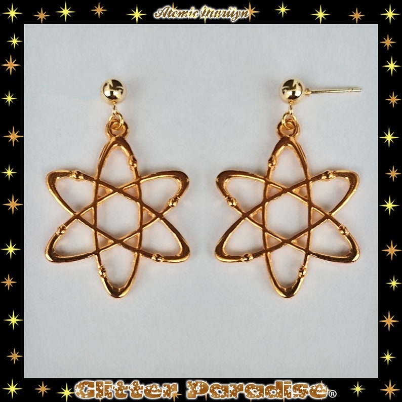 Atomic Marilyn Earrings Atoms Jewelry Mid-Century Modern Retro Science Big Bang Theory Biology Franciscan Glitter Paradise® image 8