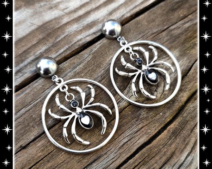 Marilyn Spider Hoops - Earrings - Spider Earrings - Spider Jewerly - Gothic Jewelry - Vampire Jewerly - Vampire Earrings - Glitter Paradise®