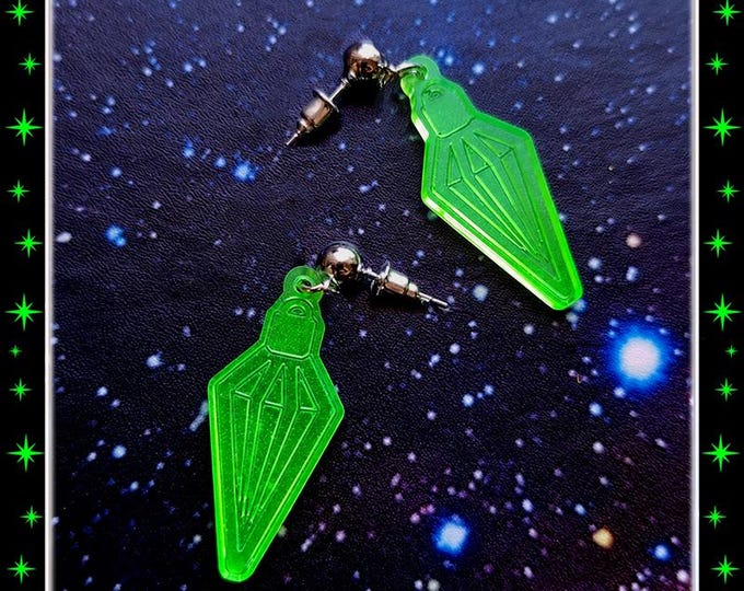 Uranium Pendulum - Earrings – Witch Pendulum – Pendulum Jewelry – Radioactive Uranium Style – Glow in the Dark Earrings – Glitter Paradise®