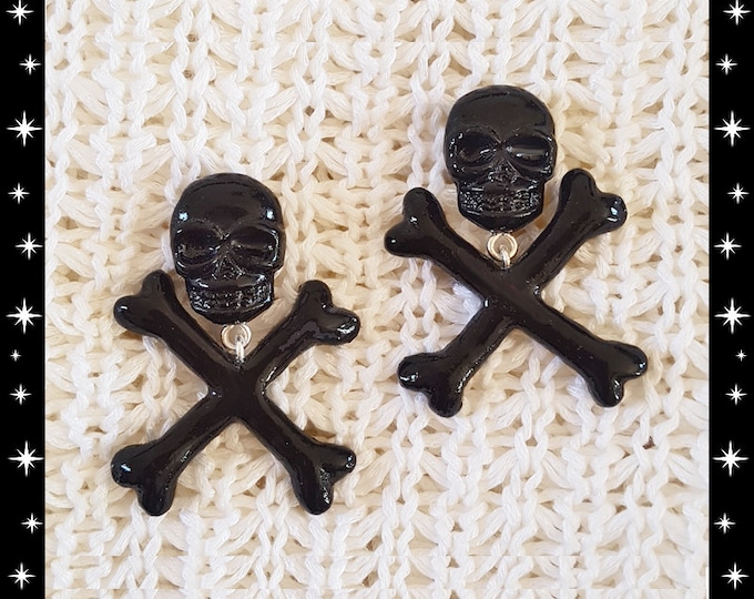 Skull and Crossed Bones - Earrings - Skull - Ghoul - Punk - Rockabilly - Cute & Dead - Punk - Gothic - Dead - Glitter Paradise®