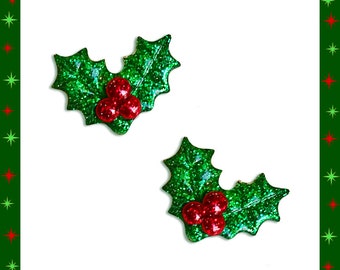 Christmas Holly Lucite Earrings: Retro Glitter Holiday Jewelry